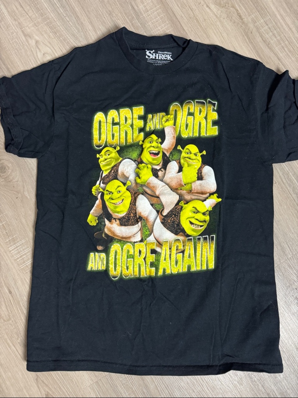 Shrek Black Graphic Tee - Ogre and Ogre Design medium
